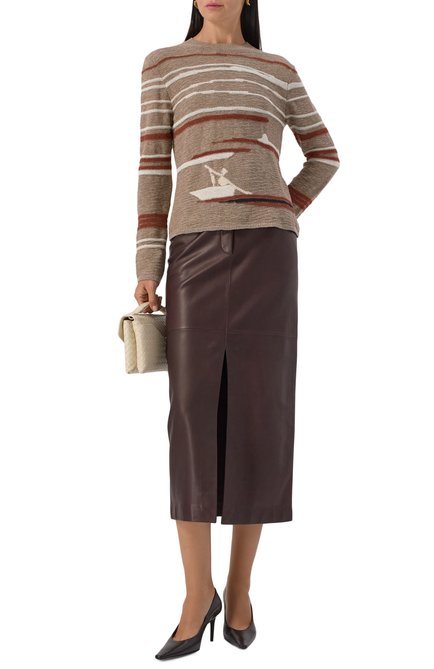 Женский пуловер из хлопка и льна BOTTEGA VENETA, арт. 831454/V5LW0