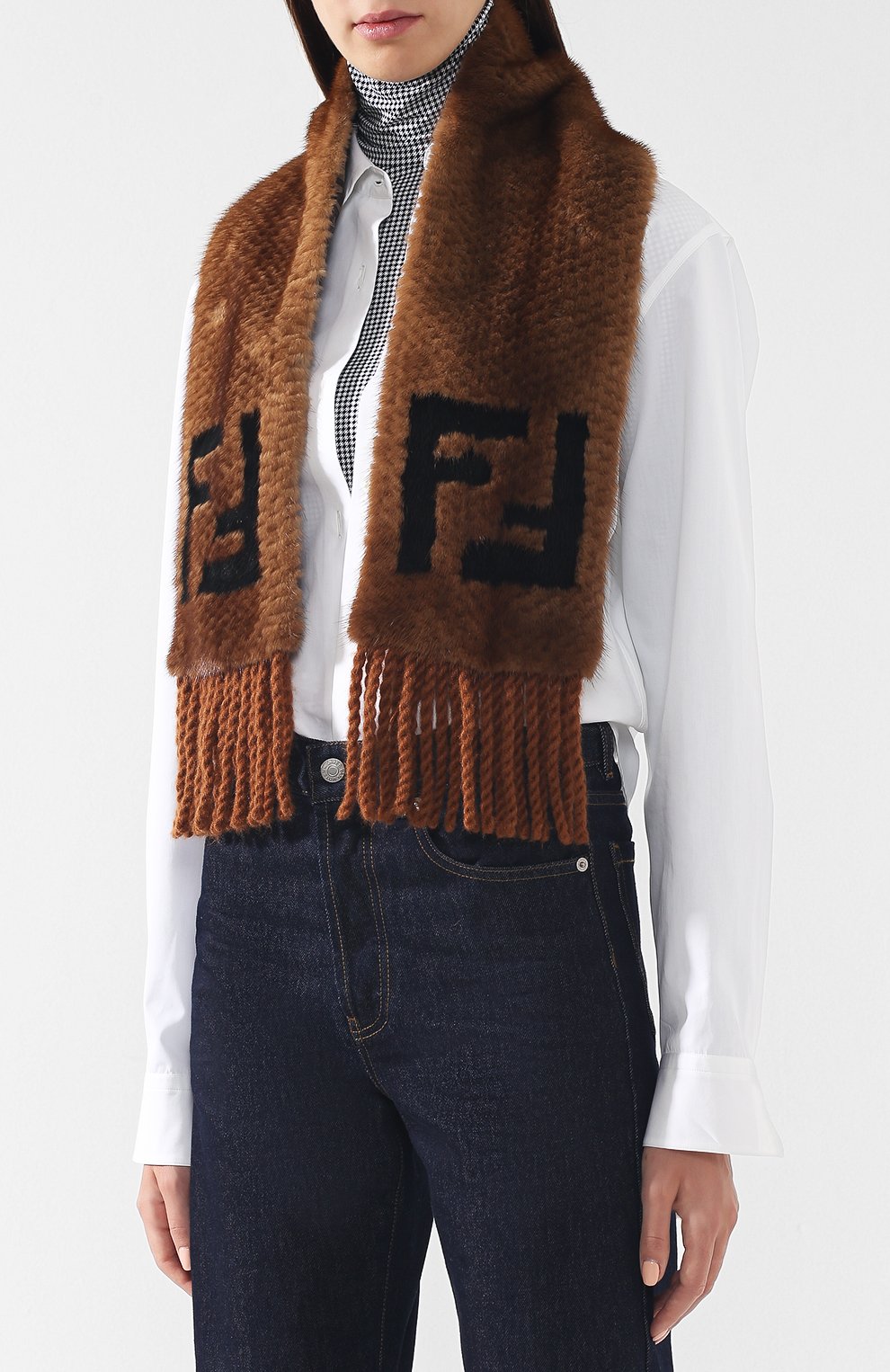 Шарф из меха норки с бахромой FENDI, арт. FNG470 A5NF, фото 3