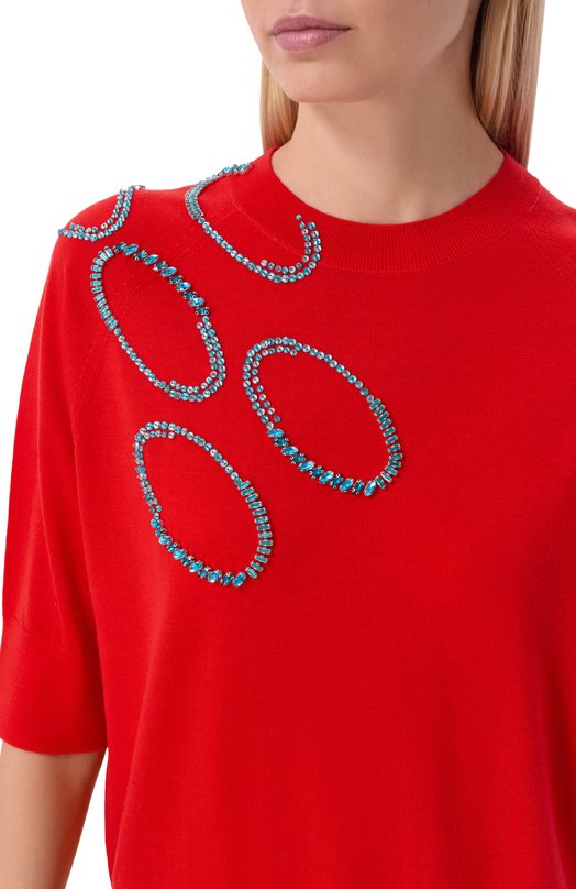 Шерстяной пуловер Dries Van Noten 011202/3700 Красный  011202/3700 Фото 5