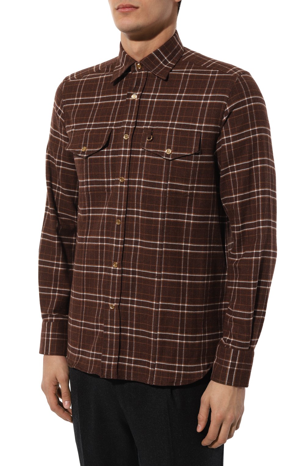 Хлопковая рубашка STEFANO RICCI коричневого цвета по цене 108000 руб., арт. MC007067/TB2602, фото 3 Хлопковая рубашка STEFANO RICCI, арт. MC007067/TB2602, фото 3
