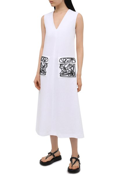 Льняное платье LORO PIANA белого цвета по цене 275000 руб., арт. FAL5886, фото 3 Льняное платье LORO PIANA, арт. FAL5886, фото 3