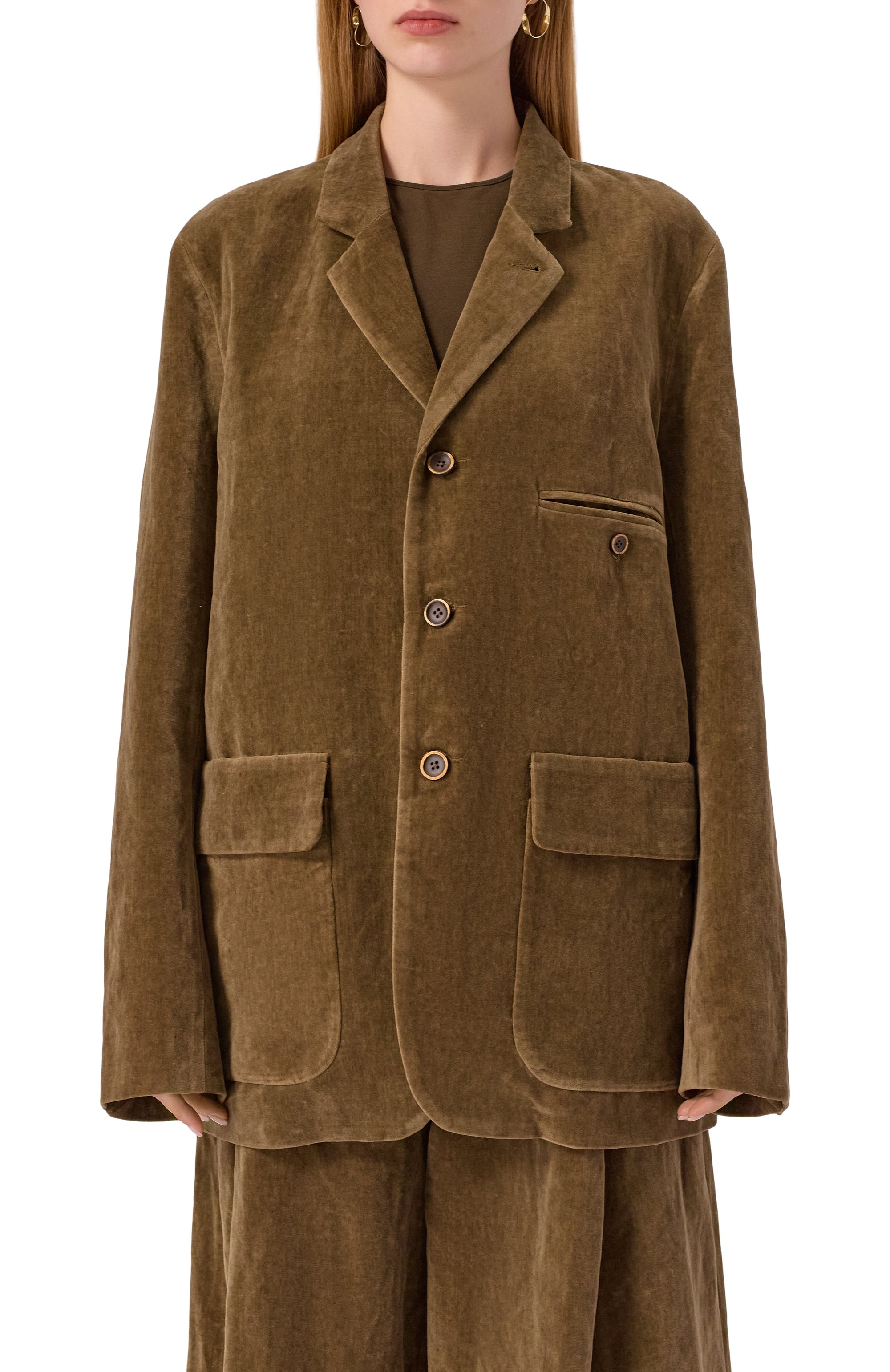 Бархатный жакет UMA WANG светло-коричневого цвета по цене 199500 руб., арт. UM6513, фото 3 Бархатный жакет UMA WANG, арт. UM6513, фото 3