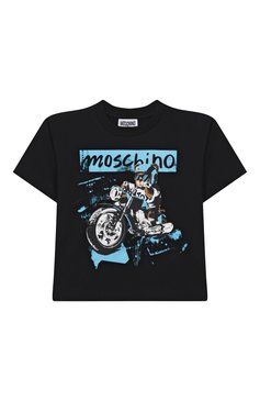 Детская хлопковая футболка MOSCHINO черного цвета, арт. HUM054/LAA23/4-8 | Фото 1 (Материал внешний: Хлопок; Рукава: Короткие; Мальчики Кросс-КТ: Футболка-одежда; Тематический товар: Teddy Bear; Ростовка одежда: 4 года | 104 см, 5 лет | 110 см, 6 лет | 116 см, 8 лет | 128 см)
