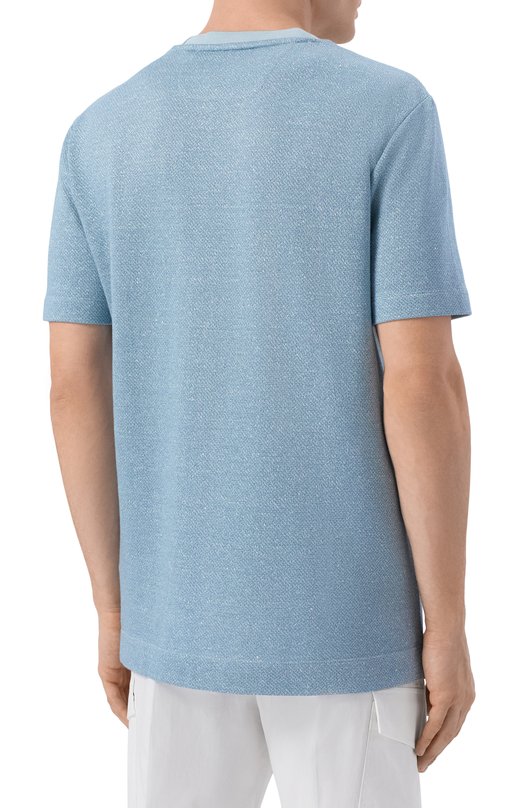 Футболка из хлопка и льна BOSS Camel 50560028 Голубой  50560028 Фото 4