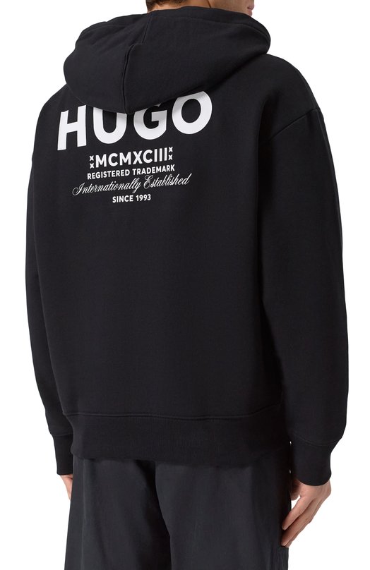 Хлопковое худи HUGO Blue 50510724 Чёрный  50510724 Фото 4