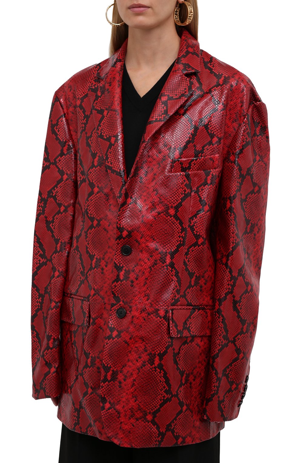 Кожаный жакет VETEMENTS красного цвета по цене 482500 руб., арт. UA52JA930RL 2403/W, фото 3 Кожаный жакет VETEMENTS, арт. UA52JA930RL 2403/W, фото 3
