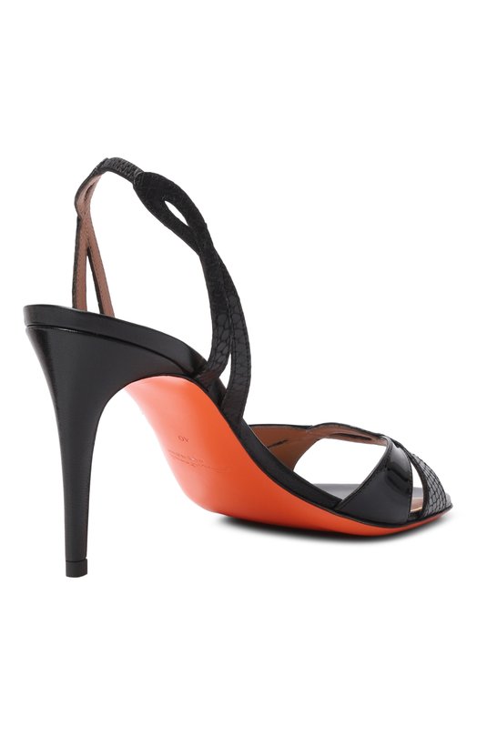 Лакированные босоножки Santoni WHIG72010HA2NKWY Чёрный  WHIG72010HA2NKWY Фото 5