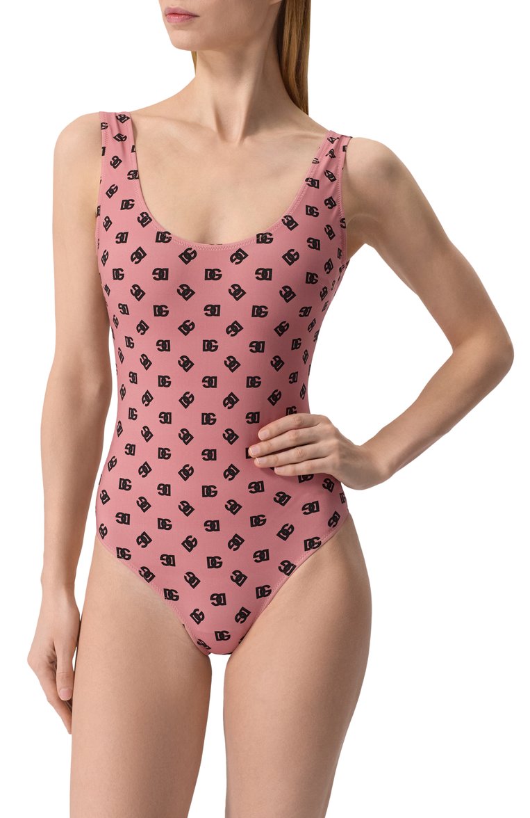 Женский слитный купальник DOLCE & GABBANA розового цвета, арт. 09A46J/0N02A | Фото 2 (Длина Ж (юбки, платья, шорты): Мини; Материал внешний: Синтетический материал; Женское Кросс-КТ: Слитные купальники; Автоматизация ТО: Проставлено; Автоматизация состава: Проставлено; Размерность: Идёт в размер; Re-sync: On)