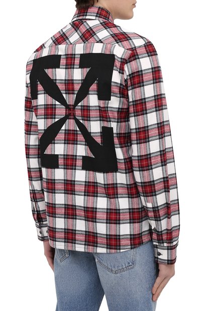 Хлопковая рубашка OFF-WHITE красного цвета по цене 59850 руб., арт. 0MGA133R21FAB002, фото 4 Хлопковая рубашка OFF-WHITE, арт. 0MGA133R21FAB002, фото 4
