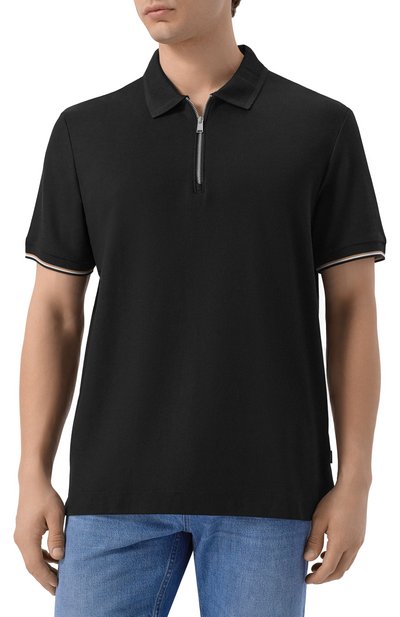 Хлопковое поло BOSS черного цвета по цене 19950 руб., арт. 50555108, фото 3 Хлопковое поло BOSS, арт. 50555108, фото 3