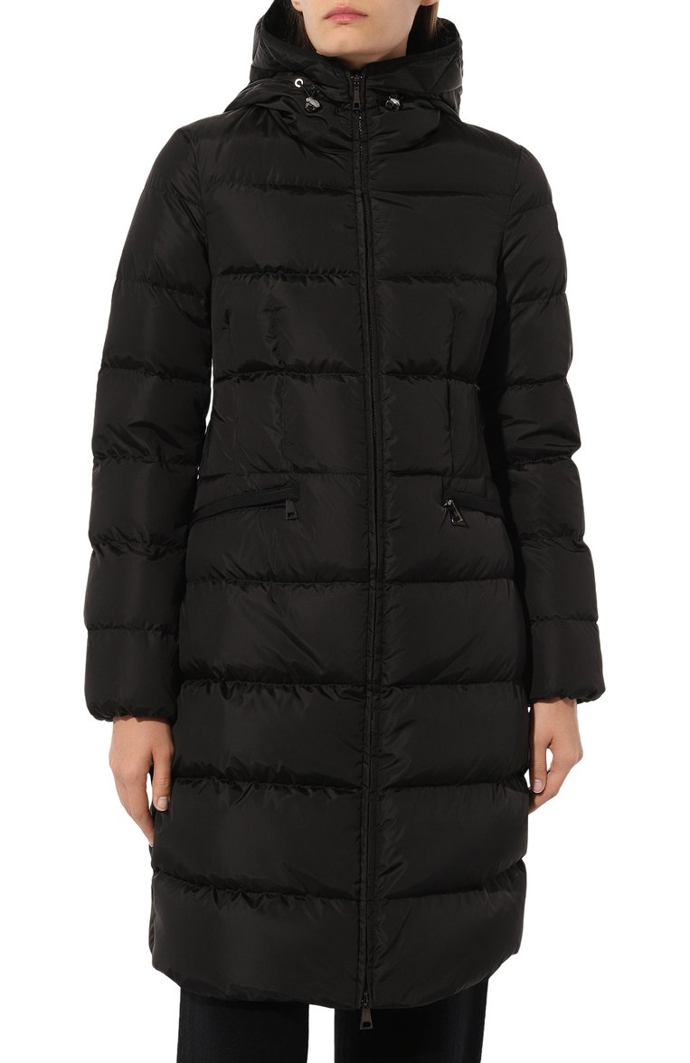 Женский пуховик avocette MONCLER черного цвета, арт. 1C000.21/539ZD | Фото 3 (Рукава: Длинные; Материал утеплителя: Пух и перо; Материал сплава: Проставлено; Драгоценные камни: Проставлено; Длина (верхняя одежда): До колена; Материал внешний: Синтетический материал; Кросс-КТ: Пуховик; Стили: Кэжуэл)