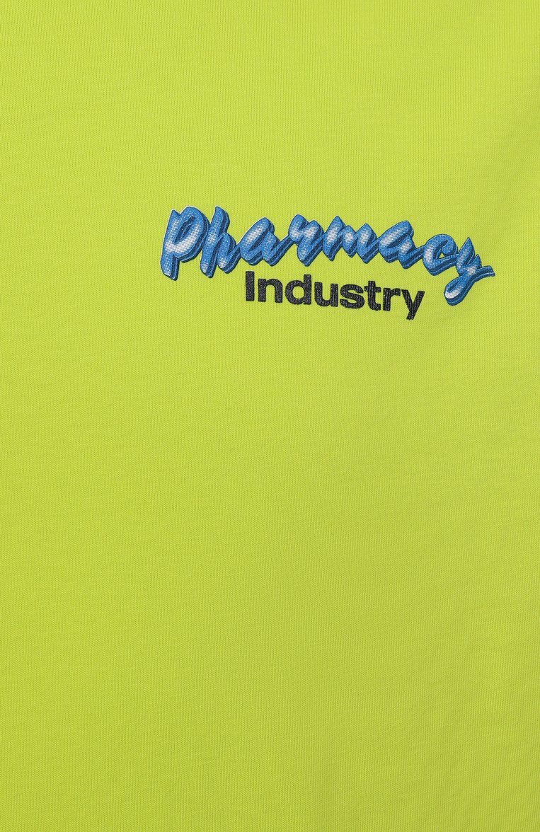 Мужская хлопковая футболка PHARMACY INDUSTRY салатового цвета, арт. PHABM00196 | Фото 6 (Материал внешний: Хлопок; Рукава: Короткие; Длина (для топов): Стандартные; Принт: С принтом; Стили: Спорт-шик; Кросс-КТ: Джерси; Мужское Кросс-КТ: Футболка-одежда)