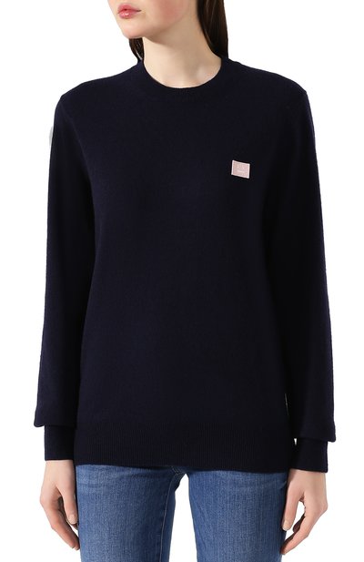 Шерстяной пуловер ACNE STUDIOS темно-синего цвета по цене 39050 руб., арт. C60016/W, фото 3 Шерстяной пуловер ACNE STUDIOS, арт. C60016/W, фото 3
