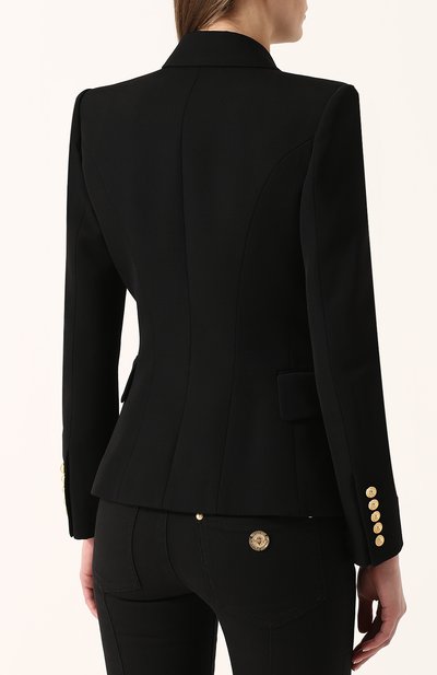Приталенный двубортный жакет с контрастными пуговицами BALMAIN, арт. 127212/167L, фото 4