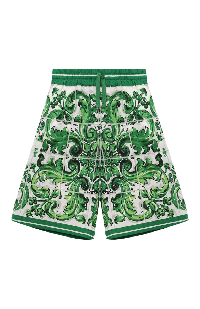 Детские хлопковые шорты DOLCE & GABBANA зеленого цвета, арт. L43Q47/FI5J0 | Фото 1 (Материал внешний: Хлопок; Нос: Не проставлено; Случай: Повседневный; Автоматизация состава: Проставлено; Ростовка одежда: 2 года | 92 см, 8 лет | 128 см, 10 - 11 лет | 140 - 146см, 12 лет | 152 см, 13 - 15 лет | 158 см, 3 года | 98 см, 4 года | 104 см, 5 лет | 110 см, 6 лет | 116 см)