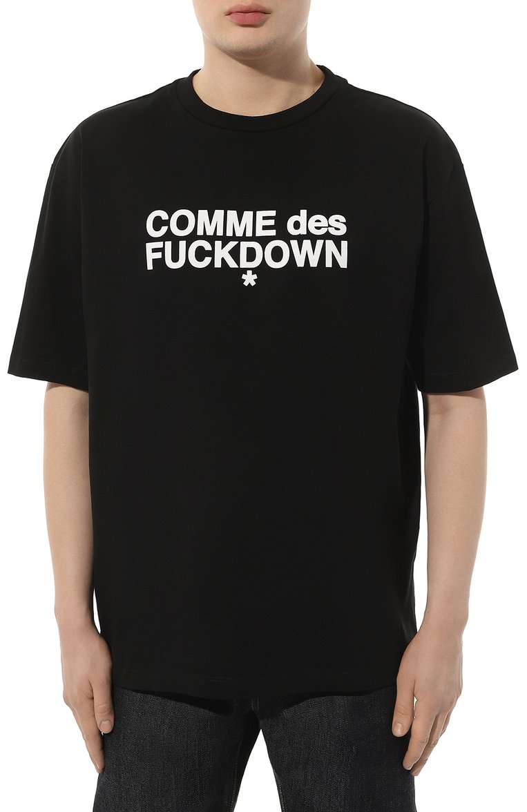 Мужская хлопковая футболка COMME DES FUCKDOWN черного цвета, арт. CFABM00008 | Фото 3 (Материал внешний: Хлопок; Рукава: Короткие; Длина (для топов): Стандартные; Принт: С принтом; Стили: Гранж; Мужское Кросс-КТ: Футболка-одежда; Кросс-КТ: Джерси; Автоматизация состава: Проставлено; Детали: Без декора; Автоматизация ТО: Проставлено)