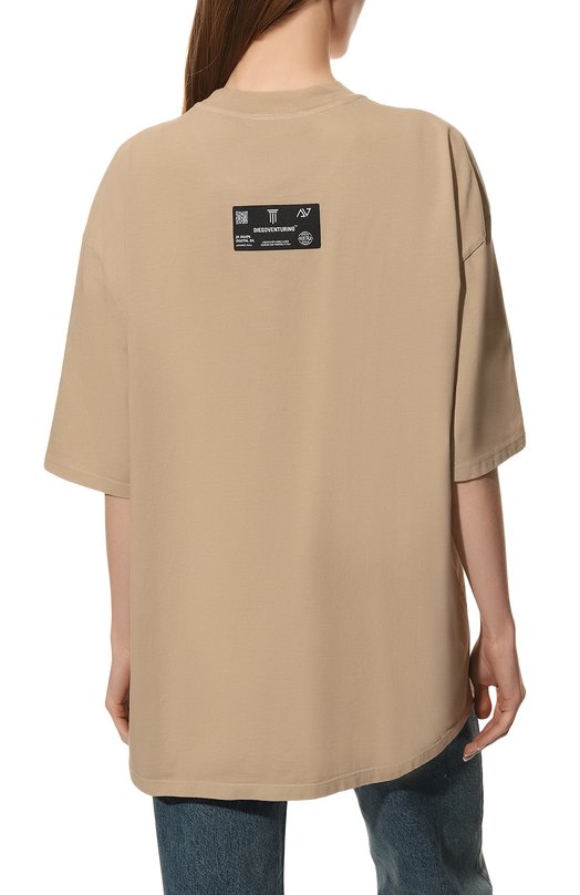 Хлопковая футболка Diego Venturino FW22-DV TS0 P0G_WMN Бежевый  FW22-DV TS0 P0G_WMN Фото 4