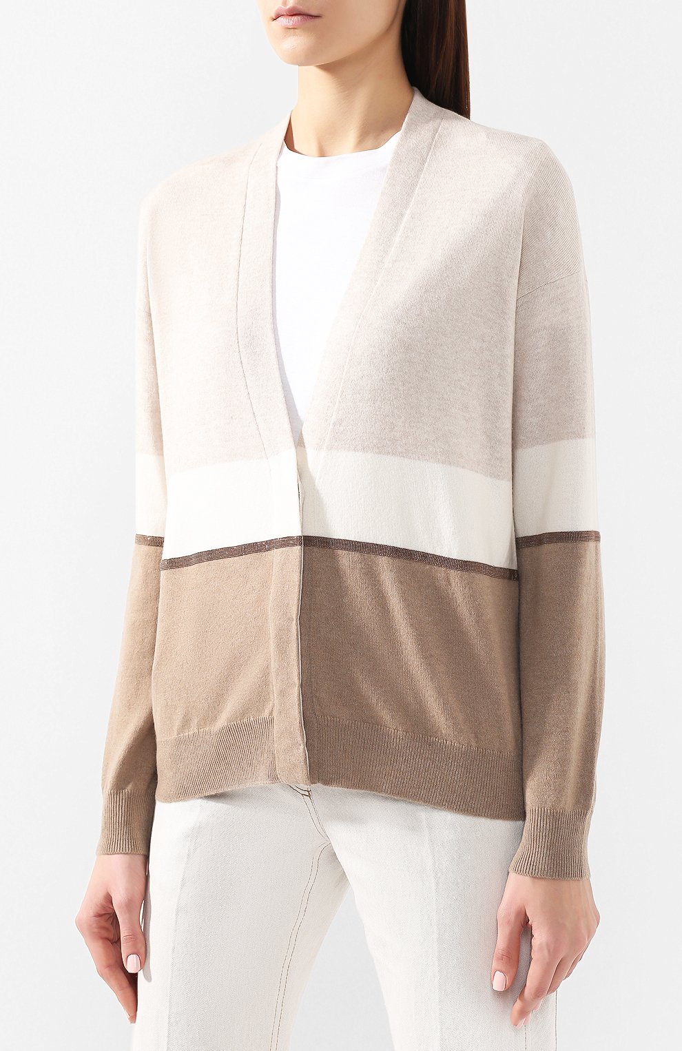 Кашемировый кардиган BRUNELLO CUCINELLI бежевого цвета по цене 226500 руб., арт. M12169926, фото 3 Кашемировый кардиган BRUNELLO CUCINELLI, арт. M12169926, фото 3