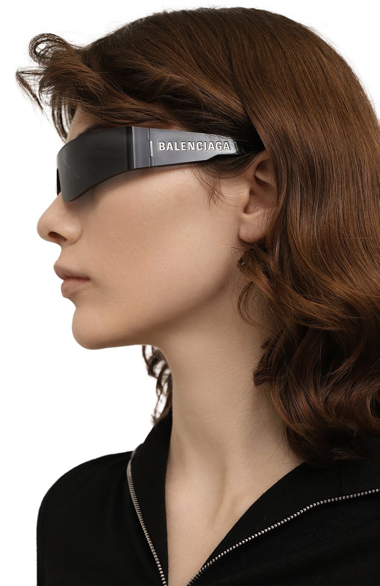 Женские солнцезащитные очки BALENCIAGA голубого цвета, арт. BB0041S 014 | Фото 2 (Нос: Не проставлено; Региональные ограничения белый список (Axapta Mercury): Не проставлено; Материал: Пластик; Тип очков: С/з; Оптика Гендер: оптика-женское; Очки форма: Маска, Узкие)