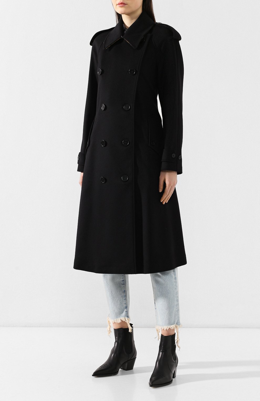 Пальто kilbirnie из смеси шерсти и кашемира BURBERRY черного цвета по цене 230500 руб., арт. 8008184, фото 3 Пальто kilbirnie из смеси шерсти и кашемира BURBERRY, арт. 8008184, фото 3