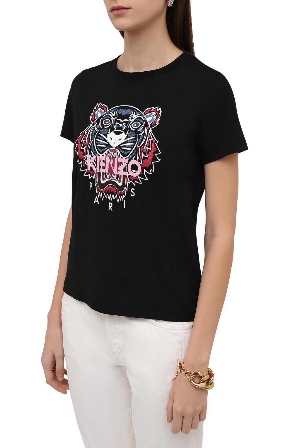 Хлопковая футболка KENZO черного цвета по цене 13800 руб., арт. FC52TS8464YM, фото 3 Хлопковая футболка KENZO, арт. FC52TS8464YM, фото 3