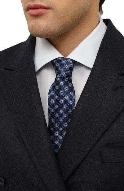 Шелковый галстук CANALI темно-синего цвета по цене 19950 руб., арт. 18/HS03950, фото 2 Шелковый галстук CANALI, арт. 18/HS03950, фото 2