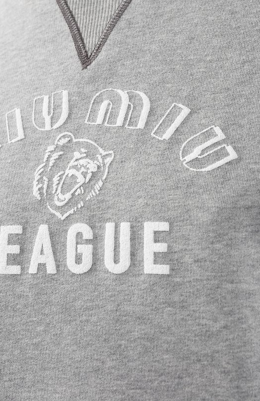 Хлопковый свитшот Miu Miu MJL779-1Z4H-F0031 Серый  MJL779-1Z4H-F0031 Фото 5