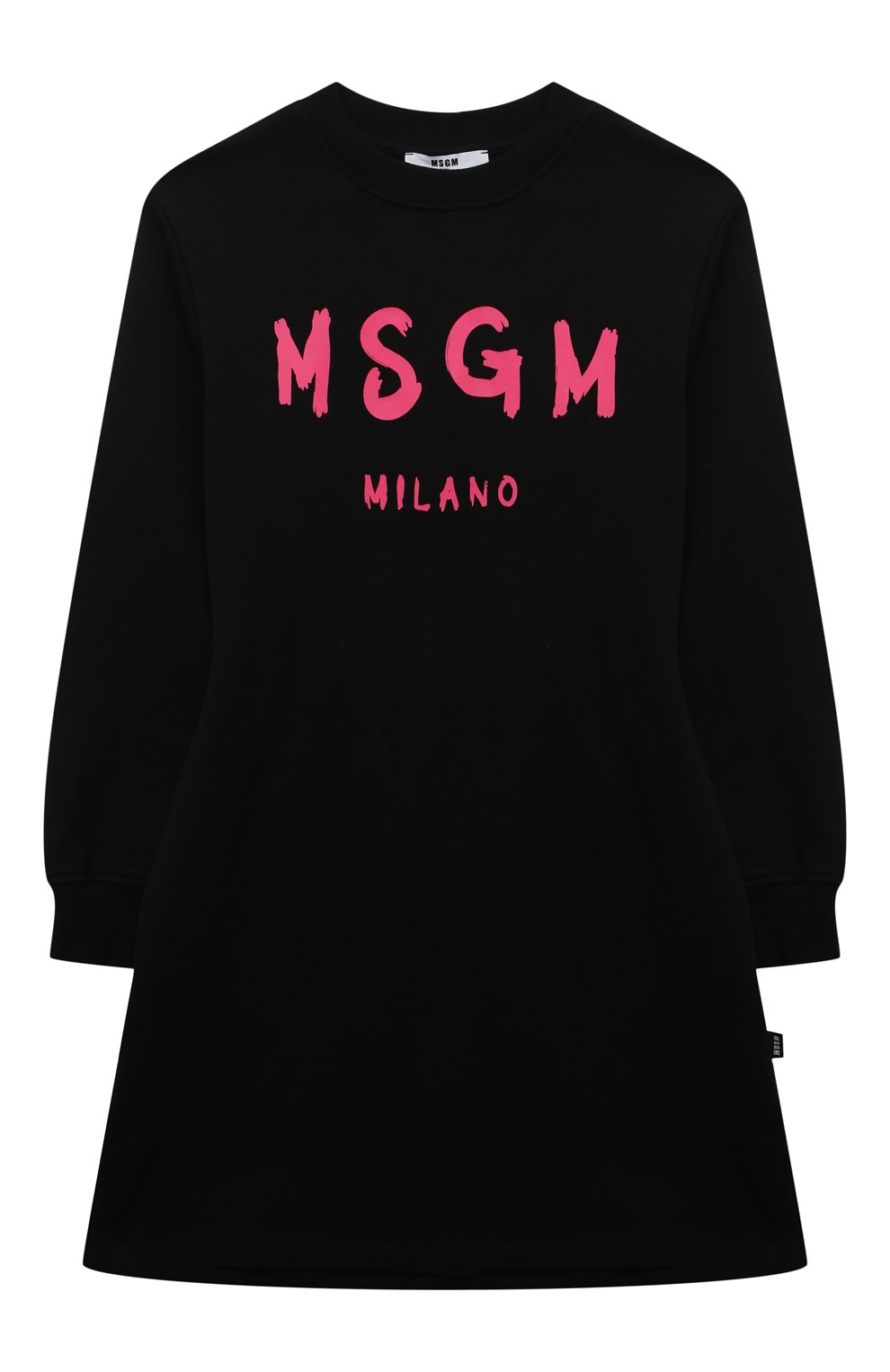 Хлопковое платье MSGM KIDS черного цвета по цене 12000 руб., арт. F3MSJGDR031, фото 1 Хлопковое платье MSGM KIDS, арт. F3MSJGDR031, фото 1