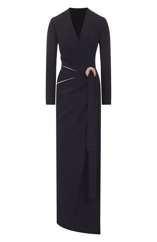 Платье из шелка и вискозы Elie Saab D0778AP25/CD003 Чёрный D0778AP25/CD003