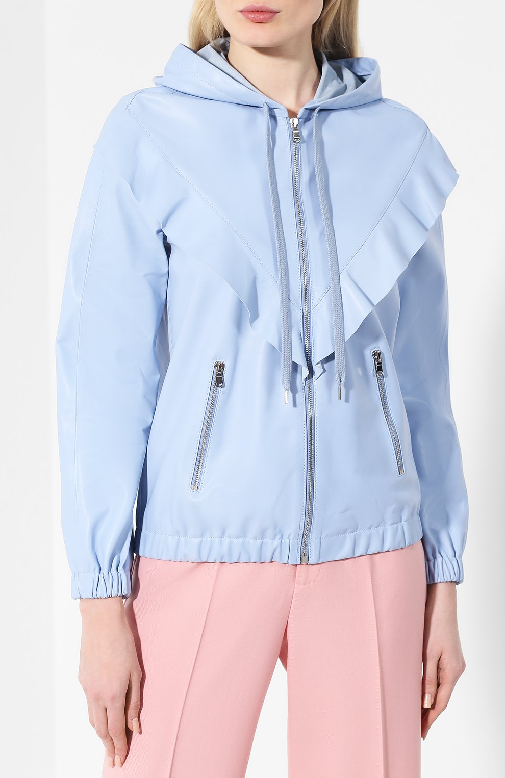 Кожаная куртка REDVALENTINO светло-голубого цвета по цене 206500 руб., арт. RR0NA00Z/PNT, фото 3 Кожаная куртка REDVALENTINO, арт. RR0NA00Z/PNT, фото 3