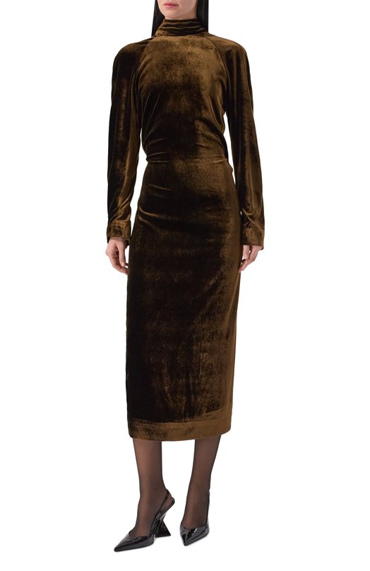 Бархатное платье Petar Petrov F25TD17 Коричневый  F25TD17 Фото 3