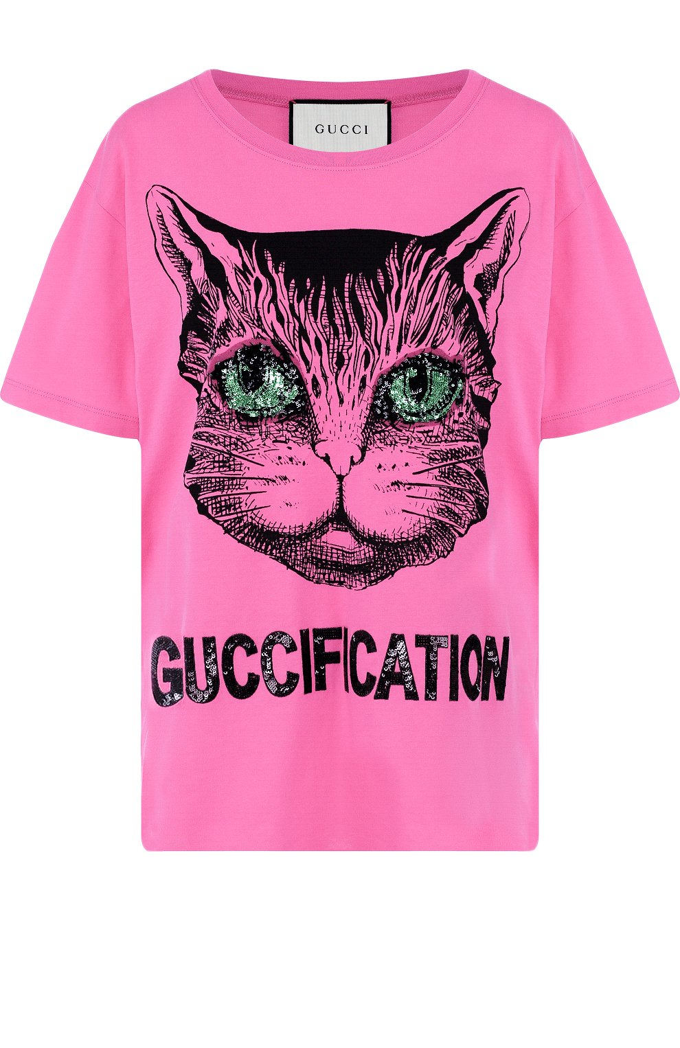 Хлопковая футболка с круглым вырезом и принтом GUCCI, арт. 492347/X3L42, фото 1