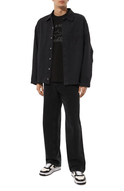 Хлопковая футболка Paul&Shark C0P1007/C00/3XL-6XL Чёрный  C0P1007/C00/3XL-6XL Фото 2