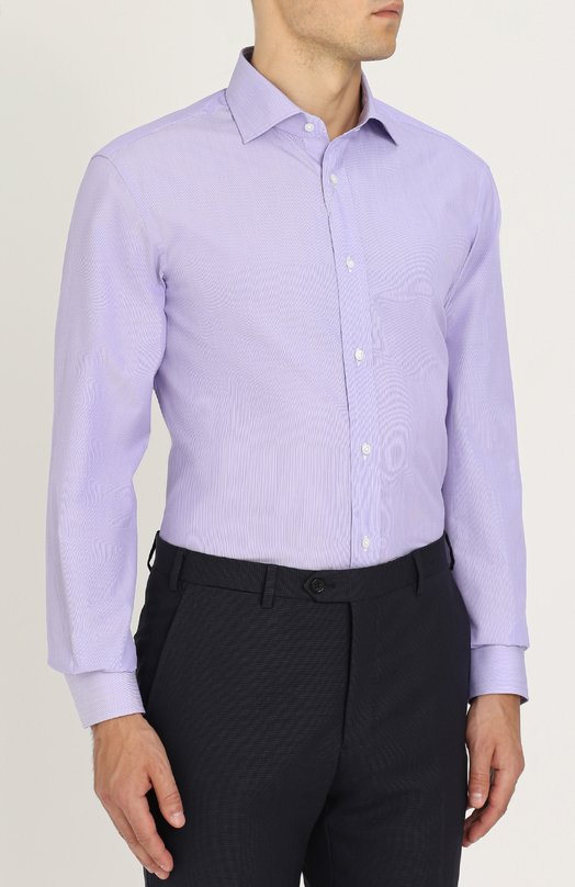 Хлопковая сорочка с воротником кент Ralph Lauren Сиреневый, фото 3