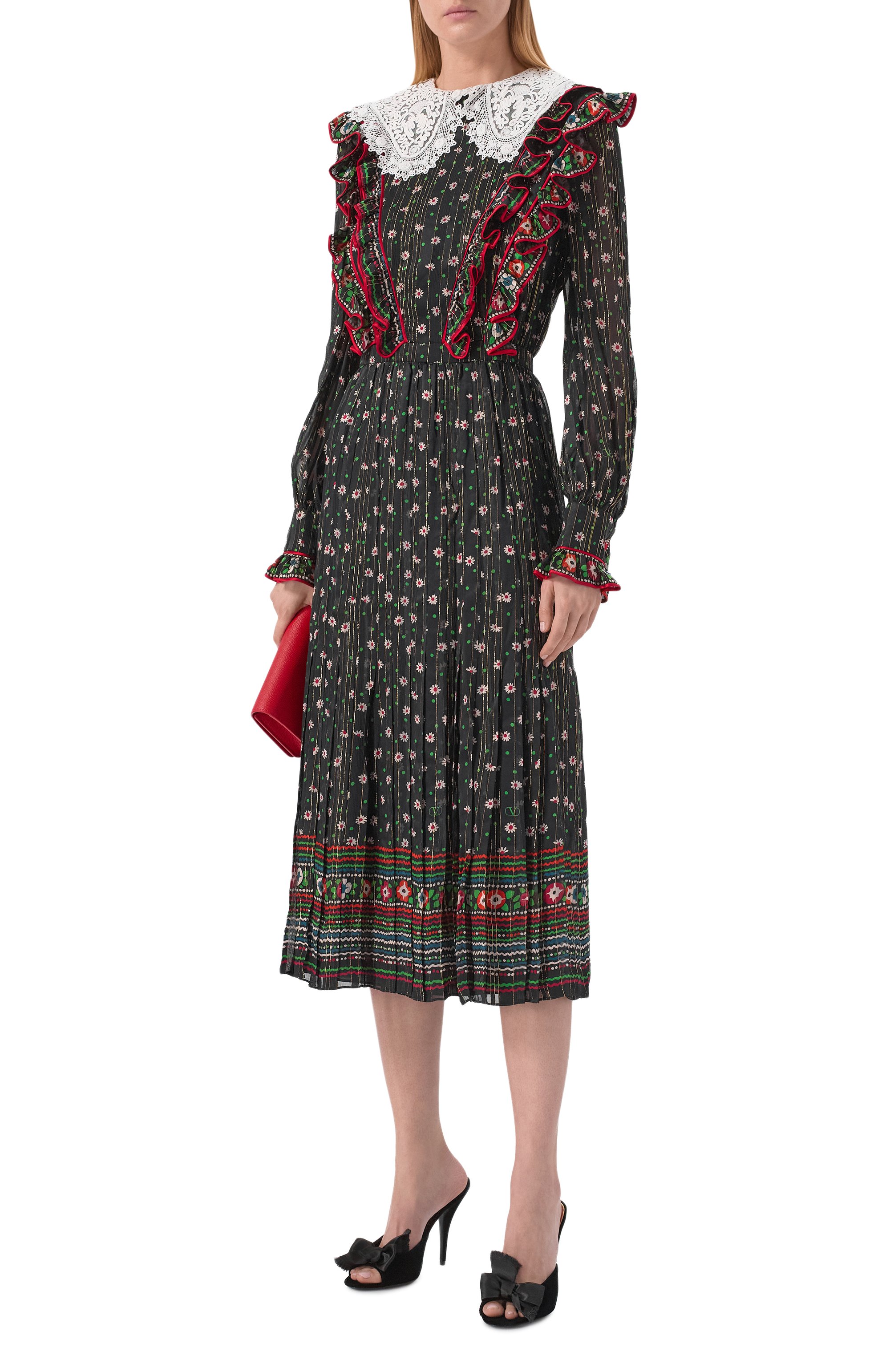 Шелковое платье VALENTINO черного цвета по цене 1070000 руб., арт. 8B3VAGW0/9T3, фото 2 Шелковое платье VALENTINO, арт. 8B3VAGW0/9T3, фото 2