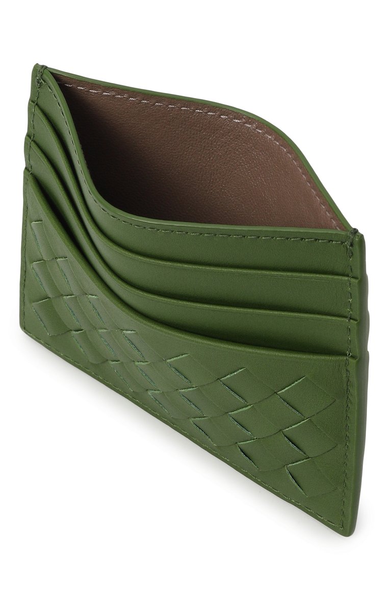 Мужской кожаный футляр для кредитных карт BOTTEGA VENETA зеленого цвета, арт. 522326/V47W1 | Фото 3 (Материал: Натуральная кожа; Материал сплава: Проставлено; Нос: Не проставлено)