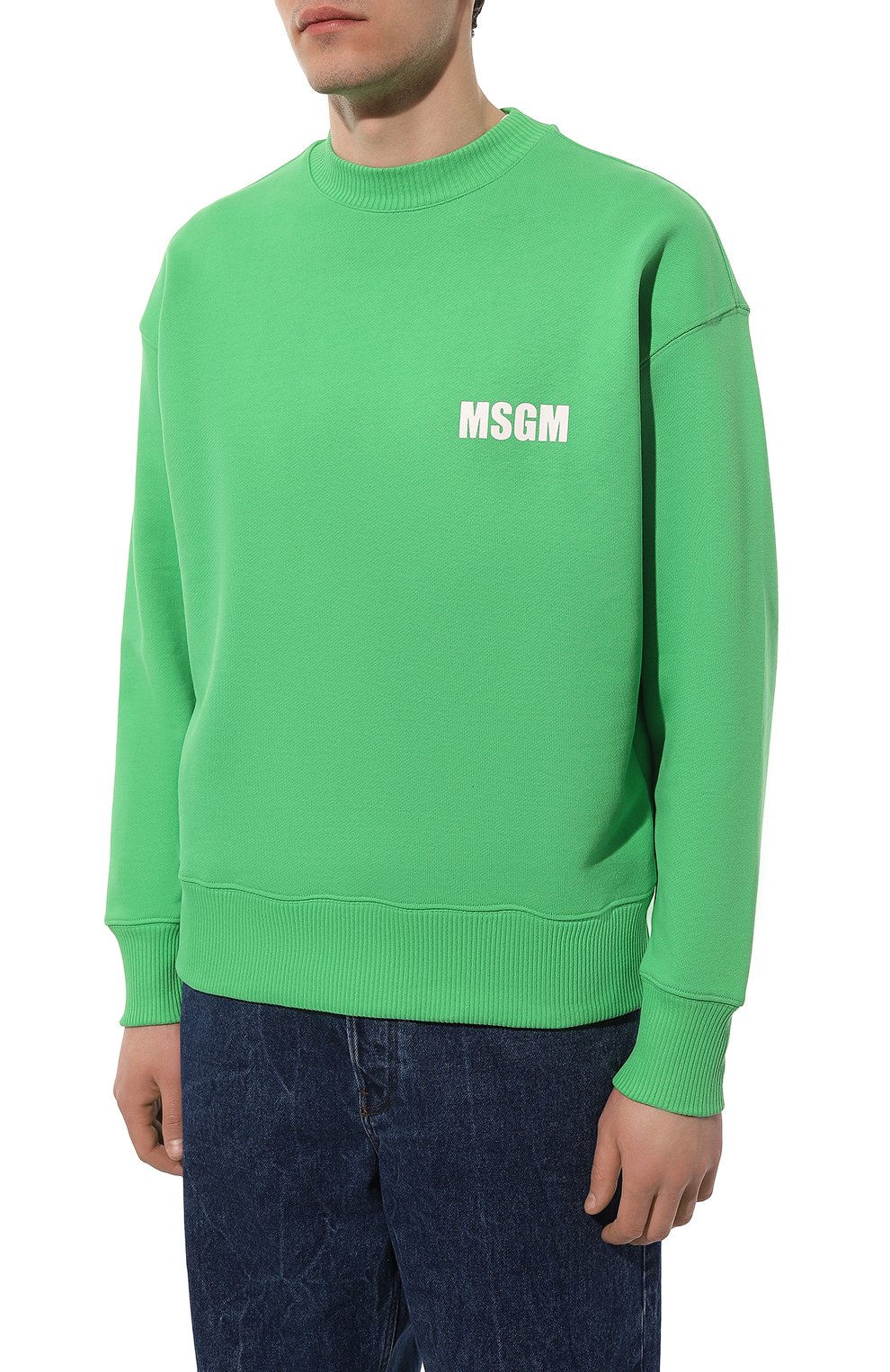 Хлопковый свитшот MSGM зеленого цвета по цене 27300 руб., арт. 3440MM161/237001, фото 3 Хлопковый свитшот MSGM, арт. 3440MM161/237001, фото 3