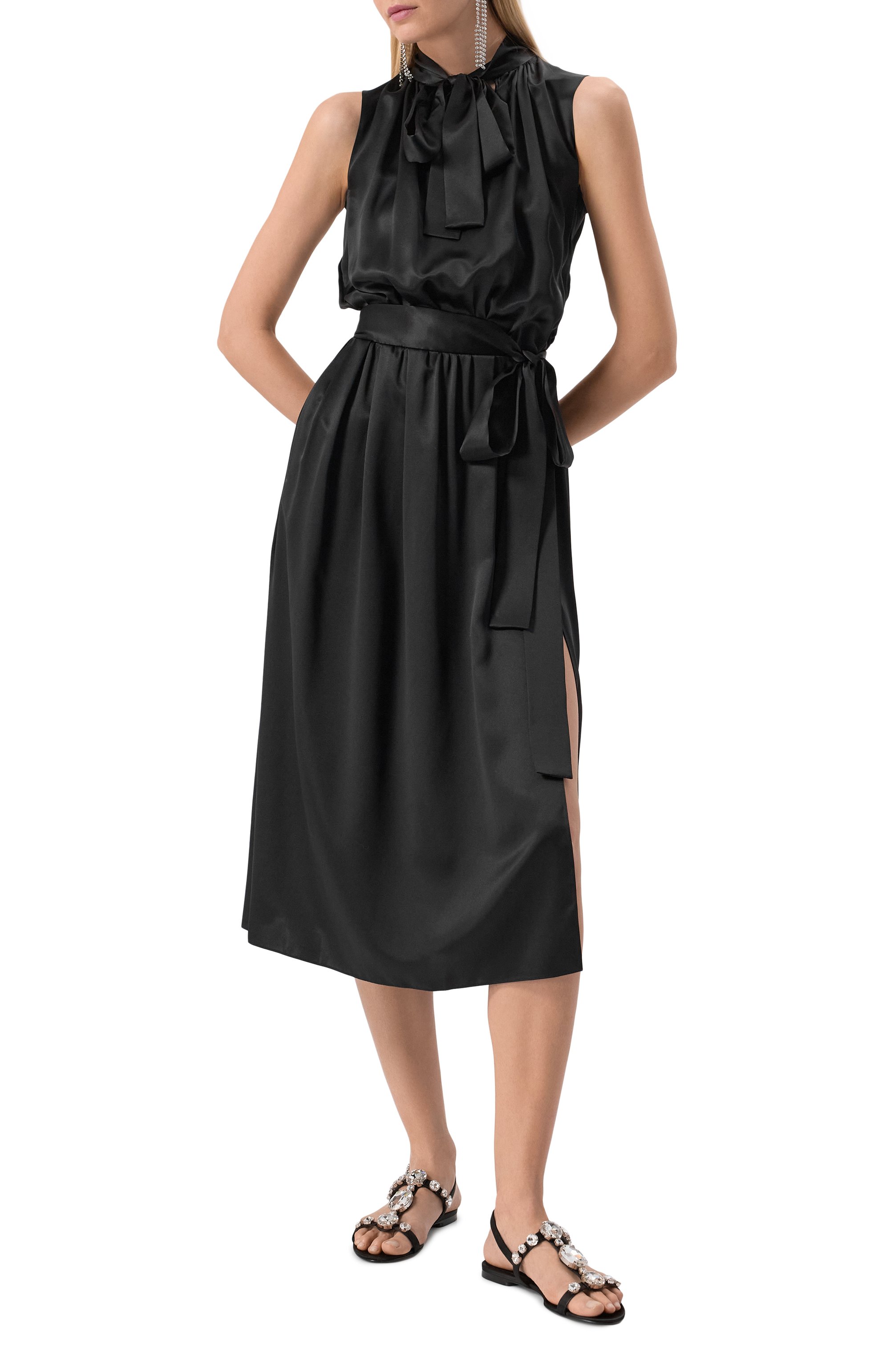 Атласное платье DOLCE & GABBANA черного цвета по цене 310500 руб., арт. F6JTET/FU1AU, фото 3 Атласное платье DOLCE & GABBANA, арт. F6JTET/FU1AU, фото 3