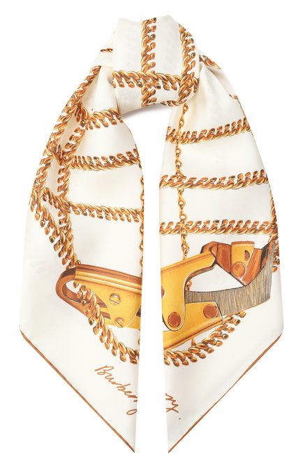 Женский шелковый платок BURBERRY кремвого цвета, арт. 8101850 | Фото 1 (Материал: Текстиль, Шелк; Материал сплава: Проставлено; Нос: Не проставлено)