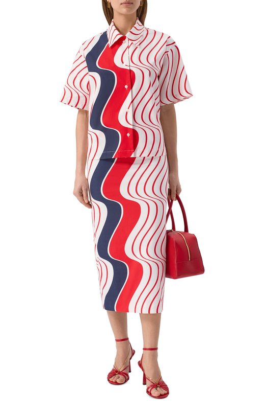 Хлопковая юбка MSGM 3842MDD23 257366/257366 Красный  3842MDD23 257366/257366 Фото 2