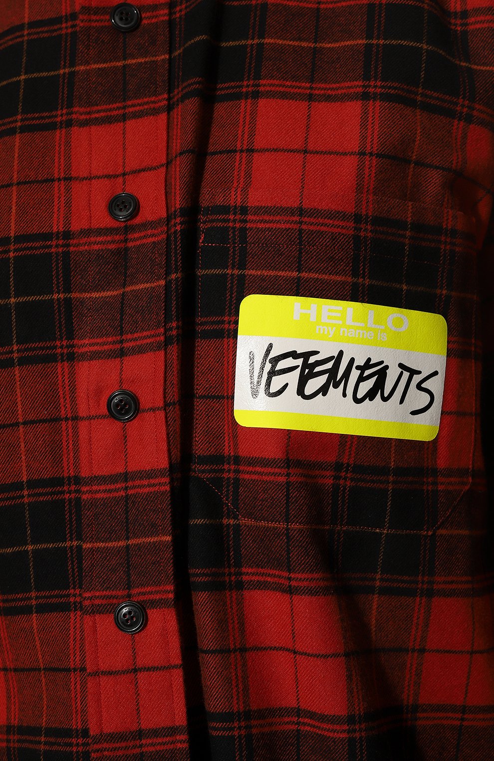 Хлопковая рубашка VETEMENTS красного цвета по цене 108500 руб., арт. UA53SH700R 1008/W, фото 5 Хлопковая рубашка VETEMENTS, арт. UA53SH700R 1008/W, фото 5