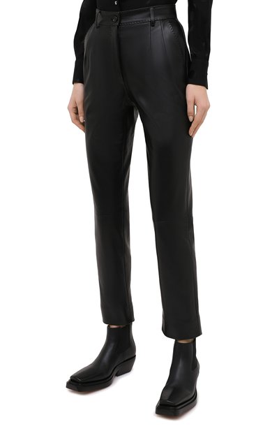Кожаные брюки DOLCE & GABBANA черного цвета по цене 370500 руб., арт. FTBYFL/HULJ8, фото 3 Кожаные брюки DOLCE & GABBANA, арт. FTBYFL/HULJ8, фото 3