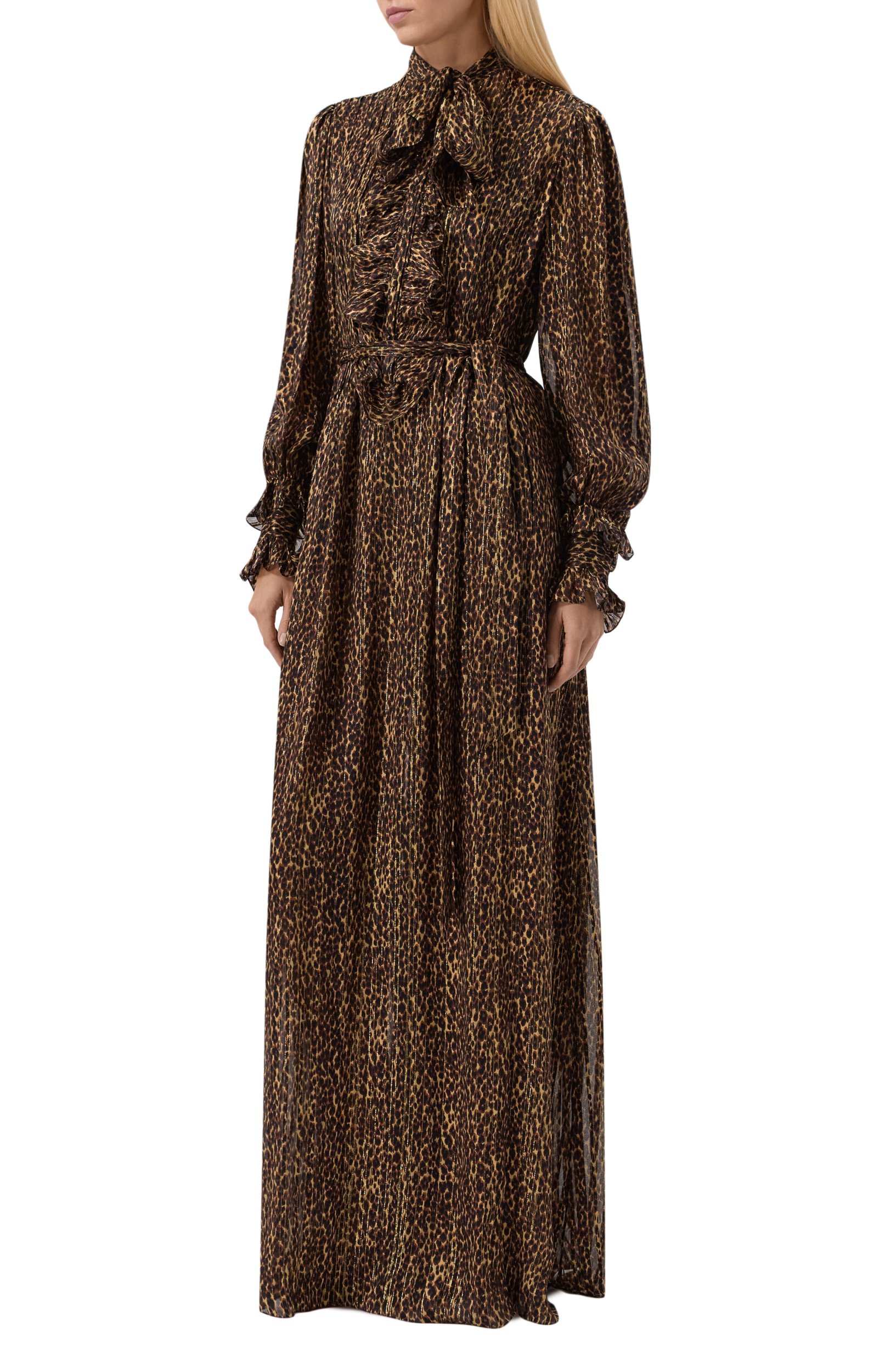 Шелковое платье SAINT LAURENT коричневого цвета по цене 899500 руб., арт. 873444/Y3L04, фото 2 Шелковое платье SAINT LAURENT, арт. 873444/Y3L04, фото 2