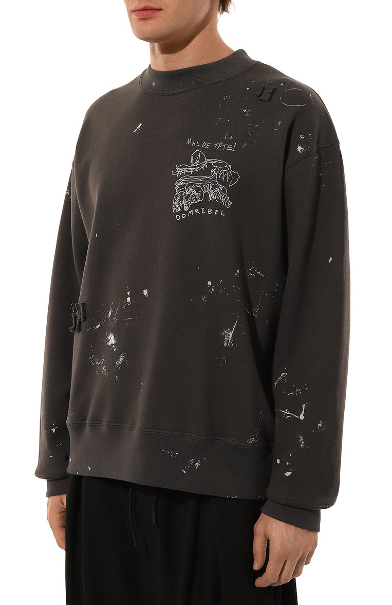 Мужской хлопковый свитшот DOMREBEL серого цвета, арт. M MAL SWEATSHIRT/SWEATSHIRT | Фото 3 (Длина (для топов): Стандартные; Рукава: Длинные; Материал внешний: Хлопок; Стили: Гранж; Принт: С принтом; Мужское Кросс-КТ: свитшот-одежда; Автоматизация ТО: Проставлено; Автоматизация состава: Проставлено; Детали: Декор)