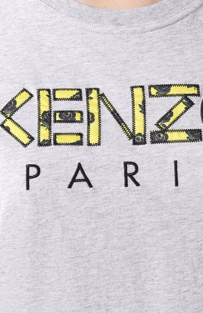 Хлопковая футболка KENZO серого цвета по цене 12100 руб., арт. 2TS721990, фото 5 Хлопковая футболка KENZO, арт. 2TS721990, фото 5