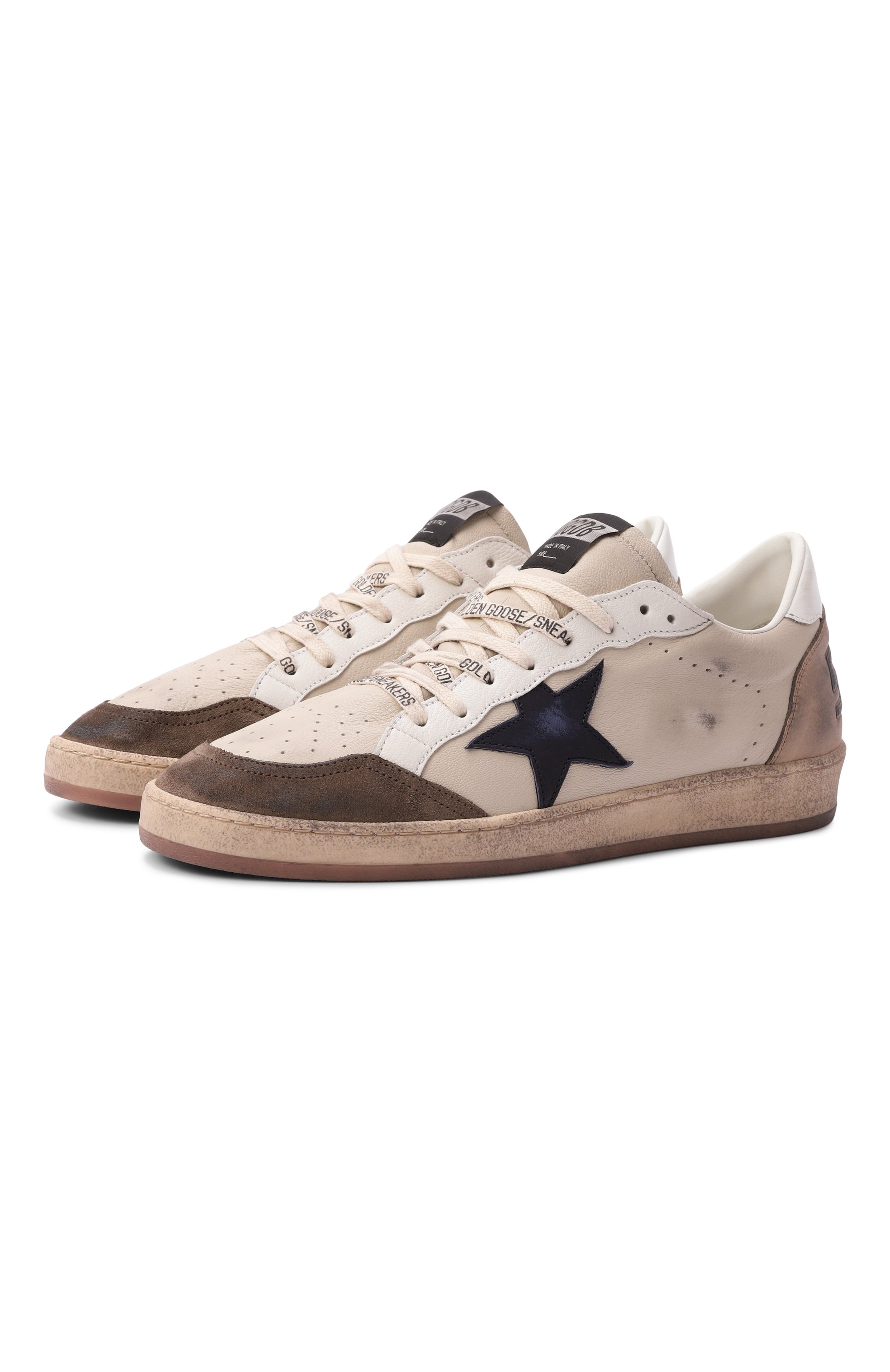 Кожаные кеды ballstar GOLDEN GOOSE DELUXE BRAND кремового цвета по цене 68200 руб., арт. GMF00117.F008722, фото 1 Кожаные кеды ballstar GOLDEN GOOSE DELUXE BRAND, арт. GMF00117.F008722, фото 1