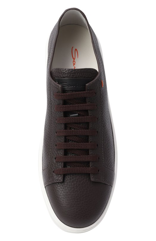 Кожаные кеды Cleanic Santoni MBCG21571BARCMMD Коричневый  MBCG21571BARCMMD Фото 6