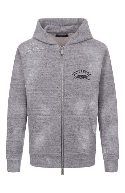 Мужской хлопковая толстовка DSQUARED2 серого цвета, арт. S74HG0176/S25463 | Фото 1 (Мужское Кросс-КТ: Толстовка-одежда; Длина (для топов): Стандартные; Материал сплава: Проставлено; Рукава: Длинные; Драгоценные камни: Проставлено; Материал внешний: Хлопок)