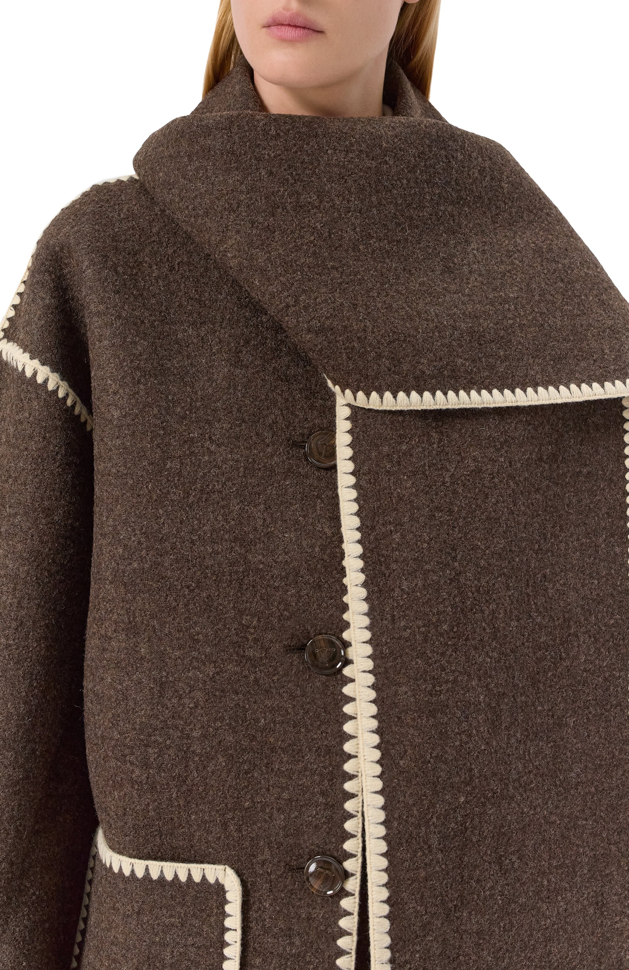 Шерстяное пальто TOTEME, арт. 234-WRTW0U248-FB0037, фото 5