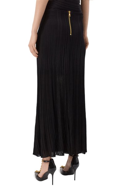 Юбка из вискозы BALMAIN черного цвета по цене 209500 руб., арт. HF1LE710/KK08, фото 4 Юбка из вискозы BALMAIN, арт. HF1LE710/KK08, фото 4